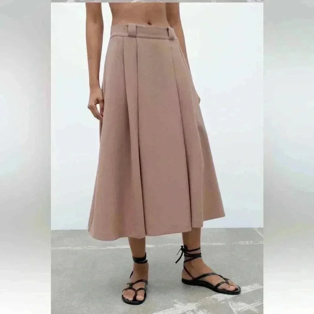 Zara midi pleat detail pink skirt - Picture 10 of 14